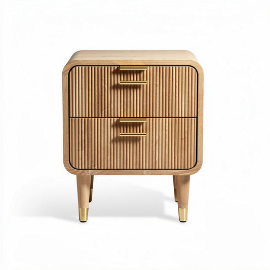 Mesa de cabeceira em madeira com duas gavetas 50 x 40 x 60cm cor natural