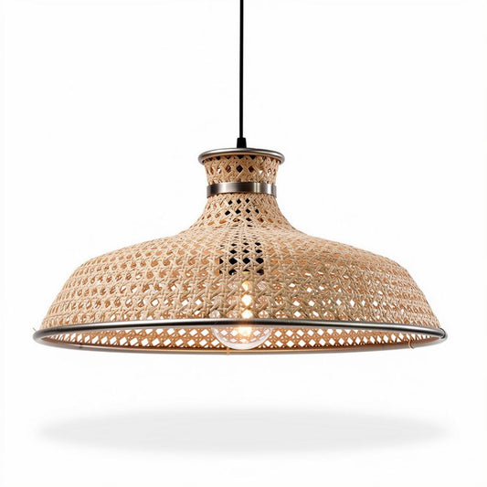 Luminária de vime para interiores com design natural e diâmetro de 30cm