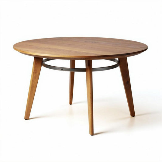 Mesa redonda em madeira com estrutura metálica 90 x 90 x 75cm